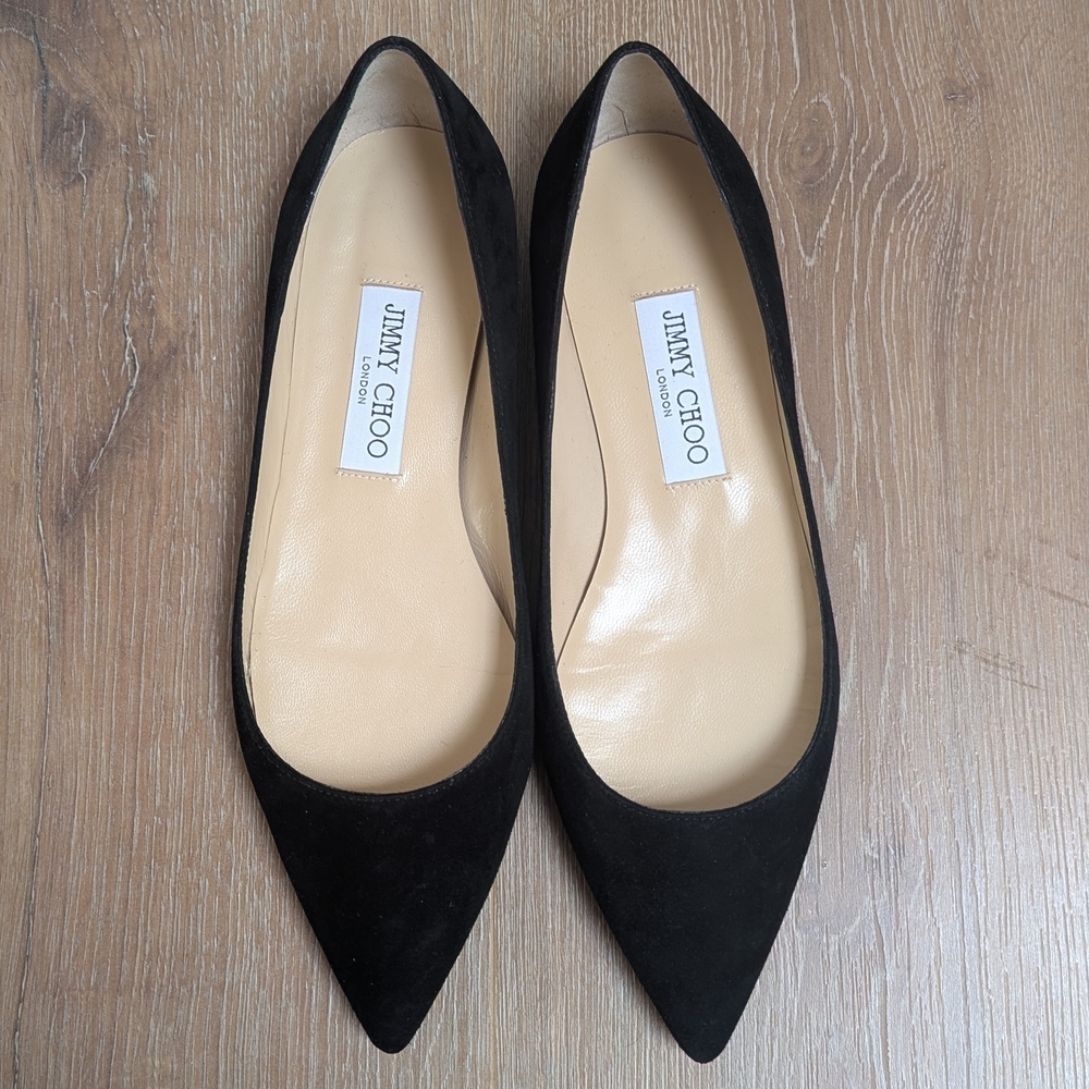 NIB Jimmy Choo Alina Black Suede Ballet Flats